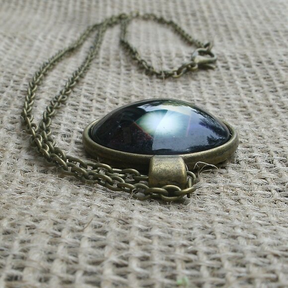 Pentacle Glass Cabochon Pendant Necklace - Picture 8 of 14